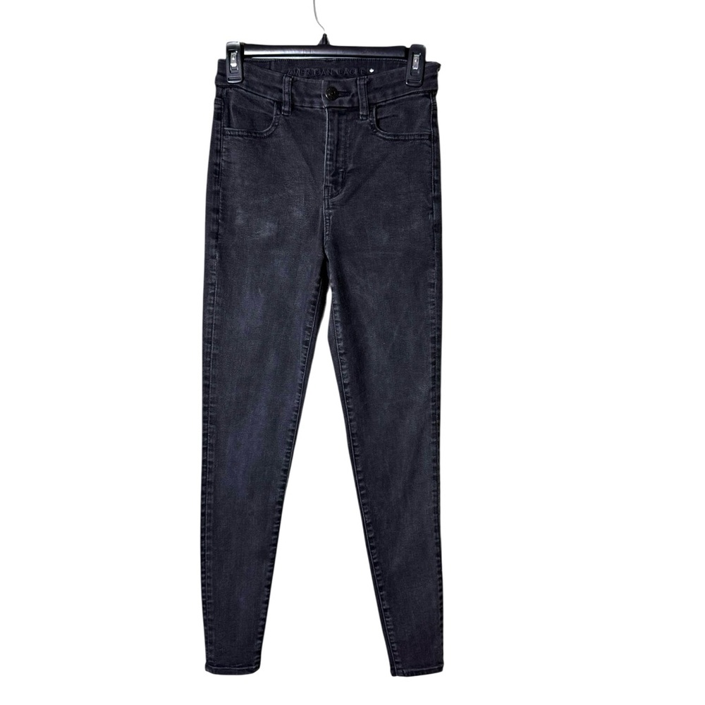 American Eagle Womens Curvy Hi Rise Jeans Jeggings Size 2 Festival Black‎ Grunge